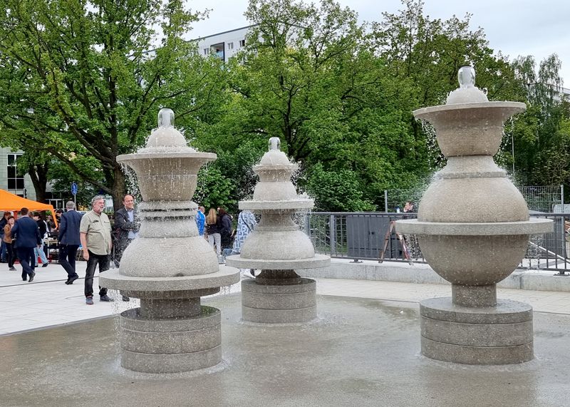 Der neue Kegelbrunnen in Lobeda-West.