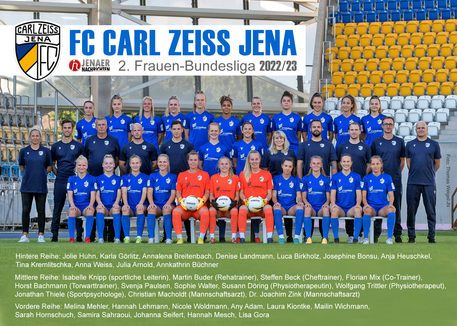 FC Carl Zeiss Jena Mannschaftsfoto Frauen 2022 2023 JN Thomas Weigel