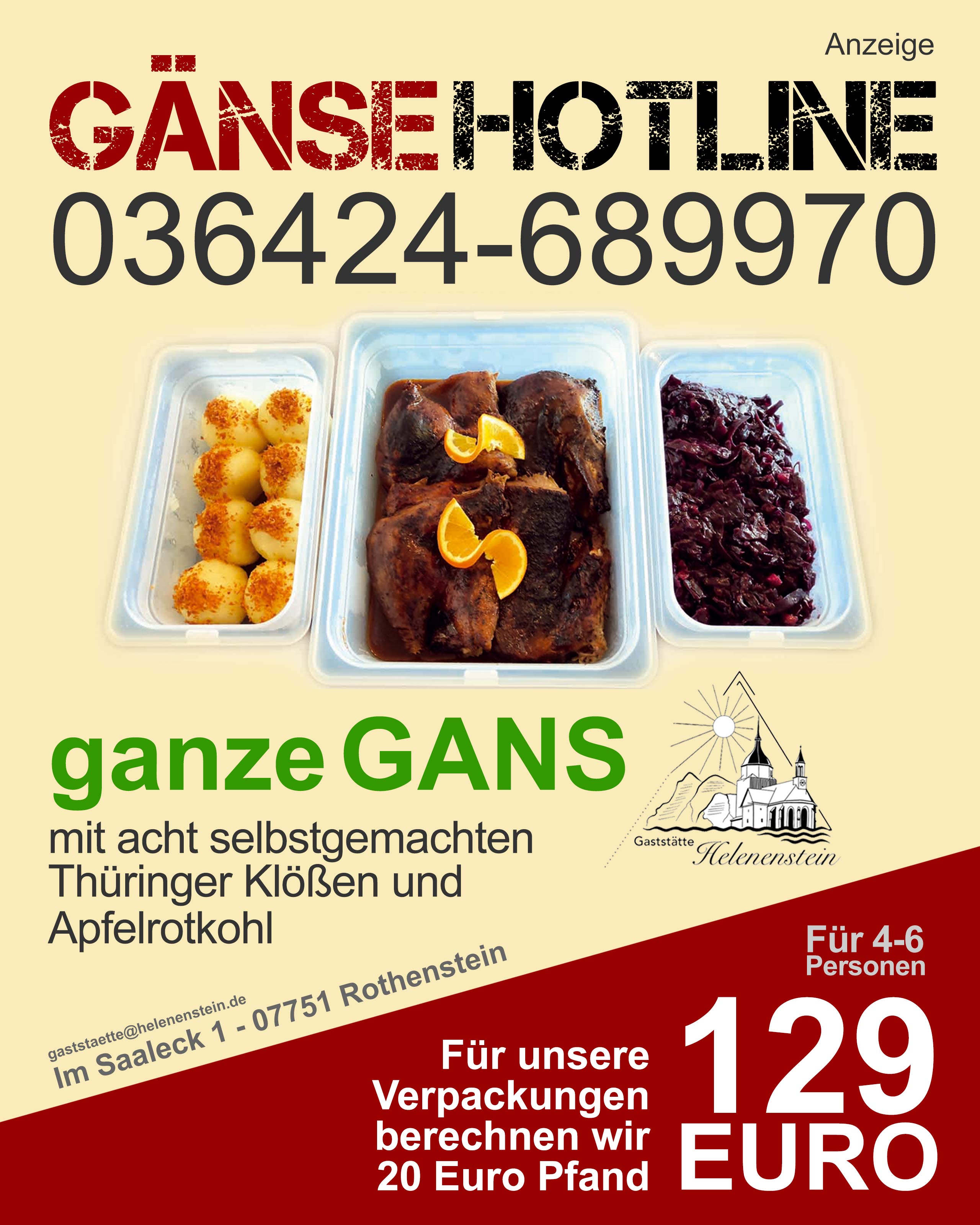 Gaststätte Helenenstein - „Gänsehotline“