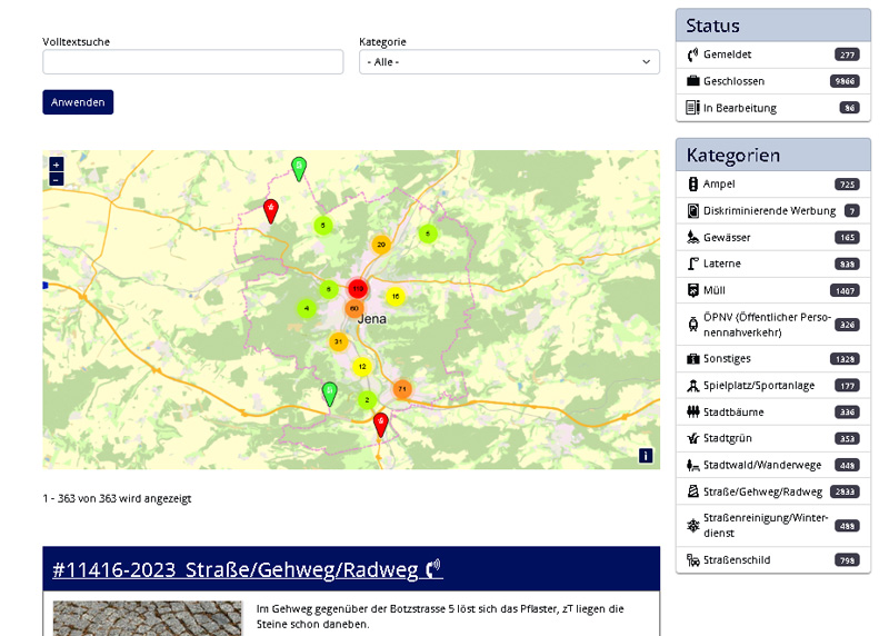 Der Mängelmelder der Stadt Jena erhält ein Update und wird dadurch noch benutzerfreundlicher.