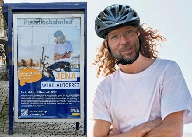 Alles erschwindelt: Die Werbekampagne für ein Autofreies Jena ab dem 1. Mai ist vermutlich eine satirische Protestaktion.