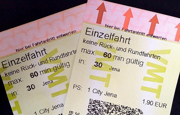 Ungenutzte Einzeltickets für den Jenaer Nahverkehr aus 2015 gelten noch bis Ende März.