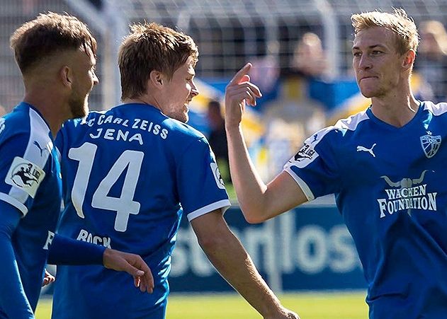 Sören Eismann erzielte kurz vor dem Halbzeitpfiff mit einem Kopfball das 1:0 für die Zeiss-Elf.