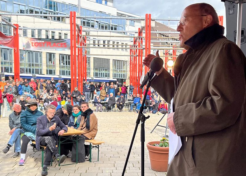 Gregor Gysi, die Wahlkampflokomotive der Linkspartei, war zu Gast in Jena.