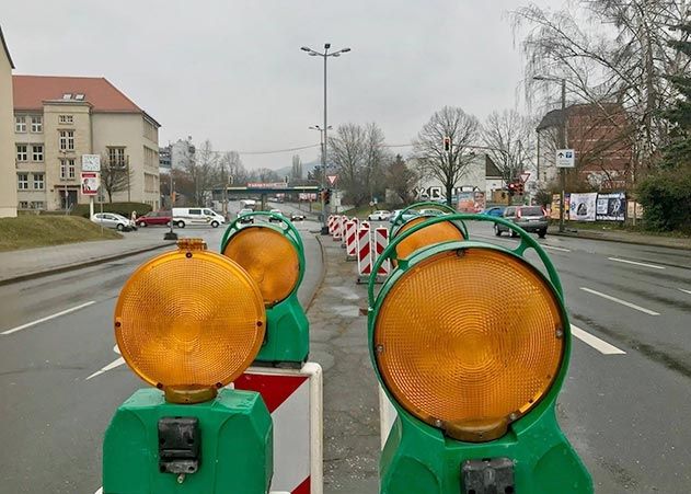 Die Angerkreuzung wird zur Baustelle.