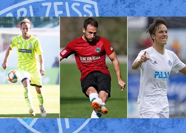 René Lange, Kevin Wolf und Pasqual Verkamp laufen ab der kommenden Regionalligasaison für den FC Carl Zeiss Jena auf.