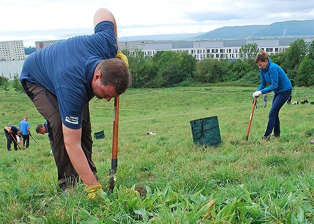 Vollen Einsatz zeigten die UKJ-Mitarbeiter beim Aktionstag auf der Wiese im Drackendorfer Park.