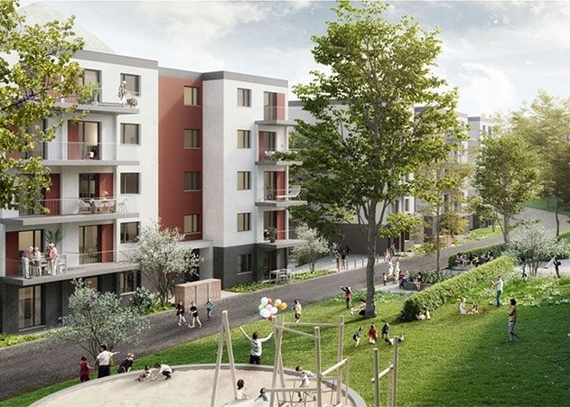 Entwurf der Anlage: Wohngebiet „Erlenhöfe“ der Wohnungsgenossenschaft Carl Zeiss eG vor der Beschlussphase.