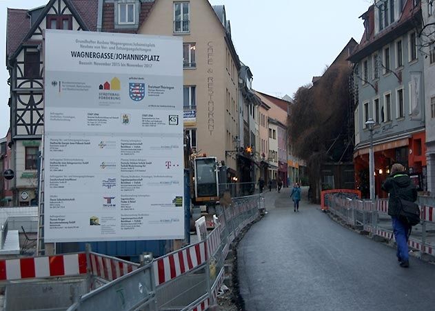 Die Baumaßnahme Wagnergasse geht am Freitag in die Winterpause. Die „Kneipenmeile“ ist dann für Fußgänger wieder freigegeben.