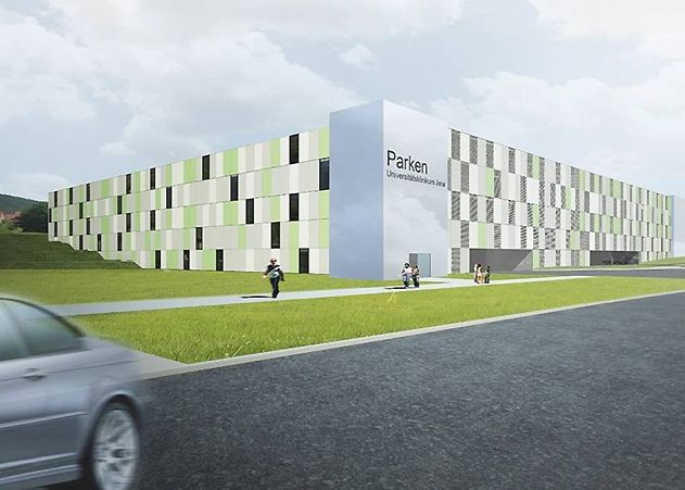 So wird das neue Parkhaus am UKJ nach der Fertigstellung 2016 aussehen.