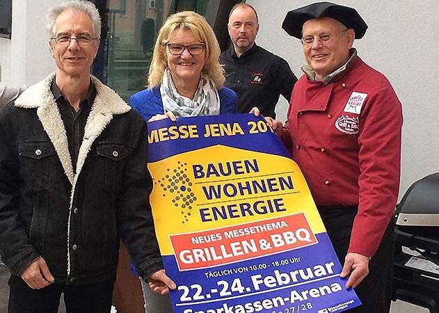 Messe-Chefin Christiane Längle (m.), Andreas Bräuer (r.) vom Grill Resort Erfurt und Jörg Unger (l.) von der Handwerkskammer Ostthüringen.