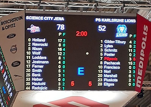 Science City Jena besiegt Karlsruhe im ersten Heimspiel der Saison deutlich mit 78:52.