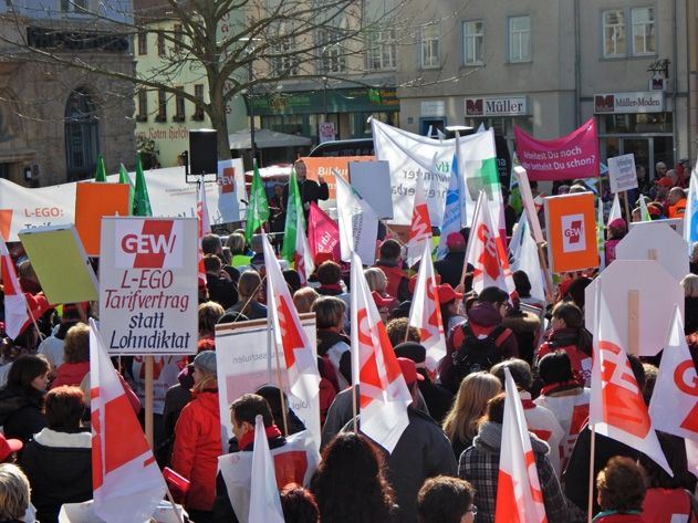 Warnstreik der Angestellten im öffentlichen Dienst in Jena.