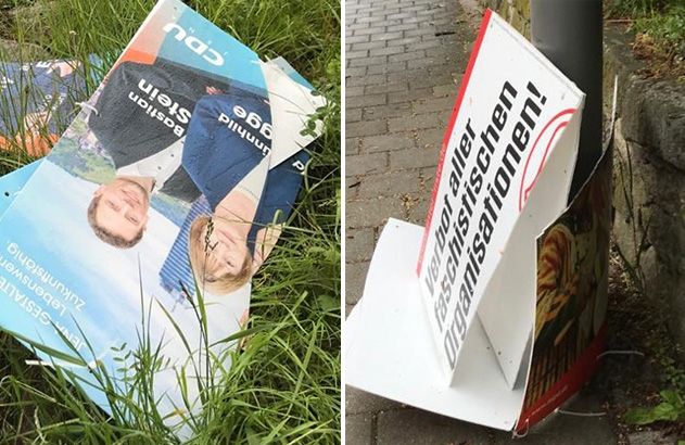 Insgesamt 70 Wahlplakate aller Parteien haben unbekannte in der Nacht zu Donnerstag in Jena heruntergerissen.