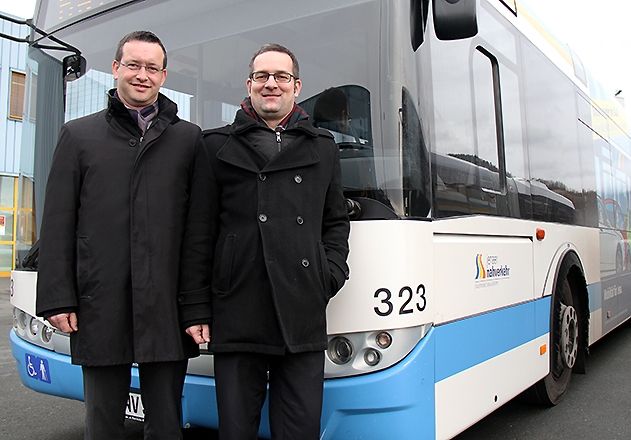 Steffen Gundermann und Andreas Möller (re.)  haben seit 1. Dezember die Geschäftsführung der Jenaer Nahverkehr GmbH übernommen.