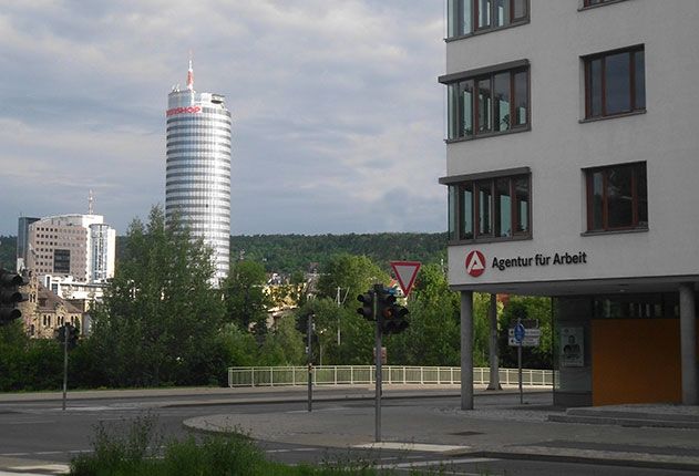 Die Agentur für Arbeit in der Stadtrodaer Str.1 in Jena.