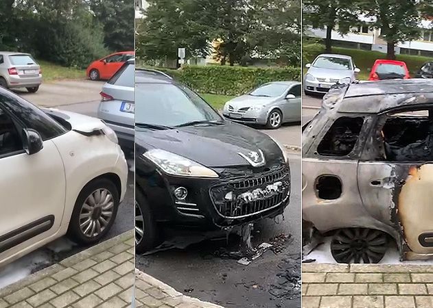 In den Morgenstunden sah man das Ausmaß des nächtlichen Brandes. Gleich zwei Autos waren von dem Feuer betroffen.