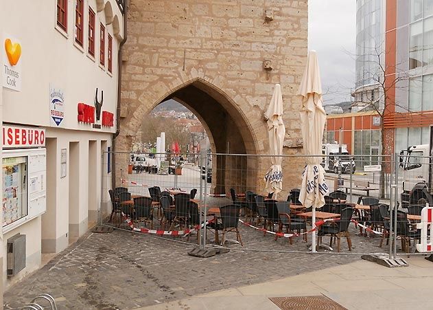 Akuter Sanierungsbedarf: Das Johannistor in Jenas Innenstadt musste gesperrt werden.