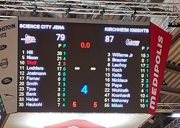 Trotz kämpferischer Leistung verliert Science City Jena sein Heimspiel gegen die Kirchheim Knights.