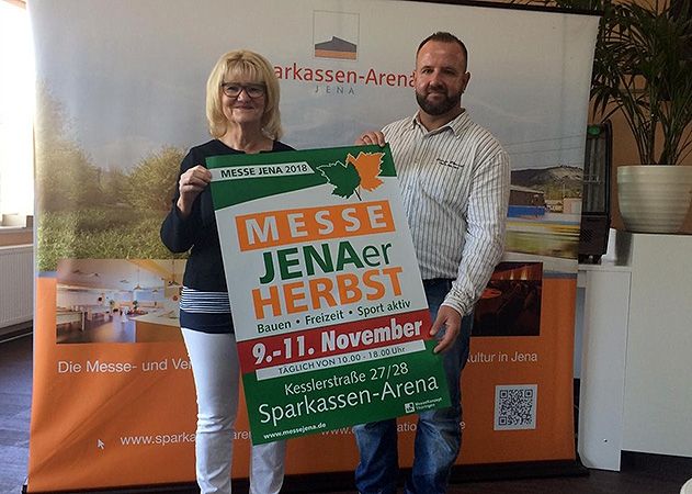 Messeveranstalterin Christiane Längle und Salemanager Maik Richter informierten über die neue Messe „JENAer HERBST“ 2018.