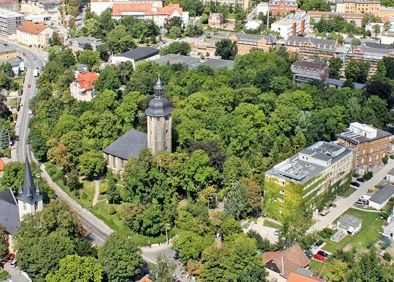 Blick auf den Johannisfriedhof in Jena.