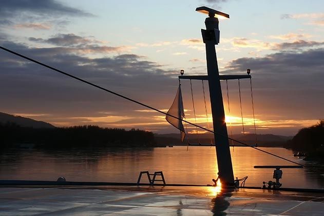 Sonnenuntergang auf der Donau