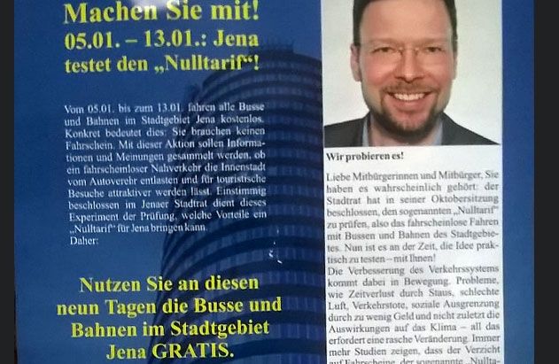 Übler Scherz in Briefkästen: Der Jenaer Nahverkehr ist nicht kostenlos!