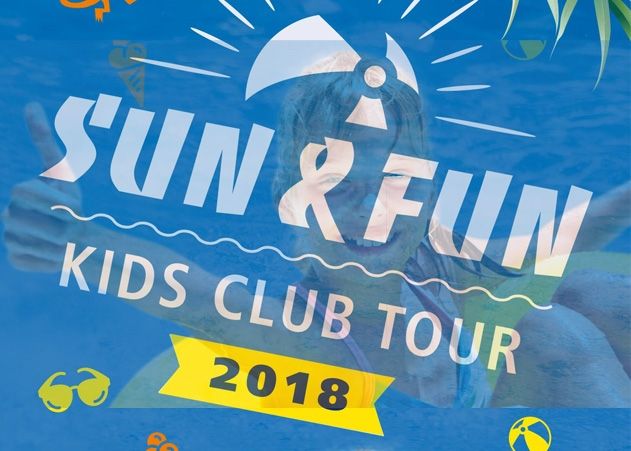 Unter der Überschrift „Sun & Fun“ begrüßt das Animationsteam der „Kids Club Tour 2018“ die Badegäste am Sonntag im Jenaer Südbad.